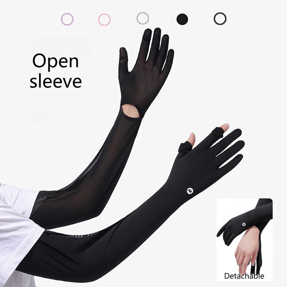 1Pair Ice Silk Sun Protection Sleeves Women Thin Cool UV Protection Arm Sleeves Summer Driving Cycling Men Women Unisex