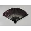 Used [New] [Hasegawa] Kyoto fan "Kikyou" double-sided pattern, handmade by Kyoto craftsmen, black fan, embroidered, fan bag included, paper box 1