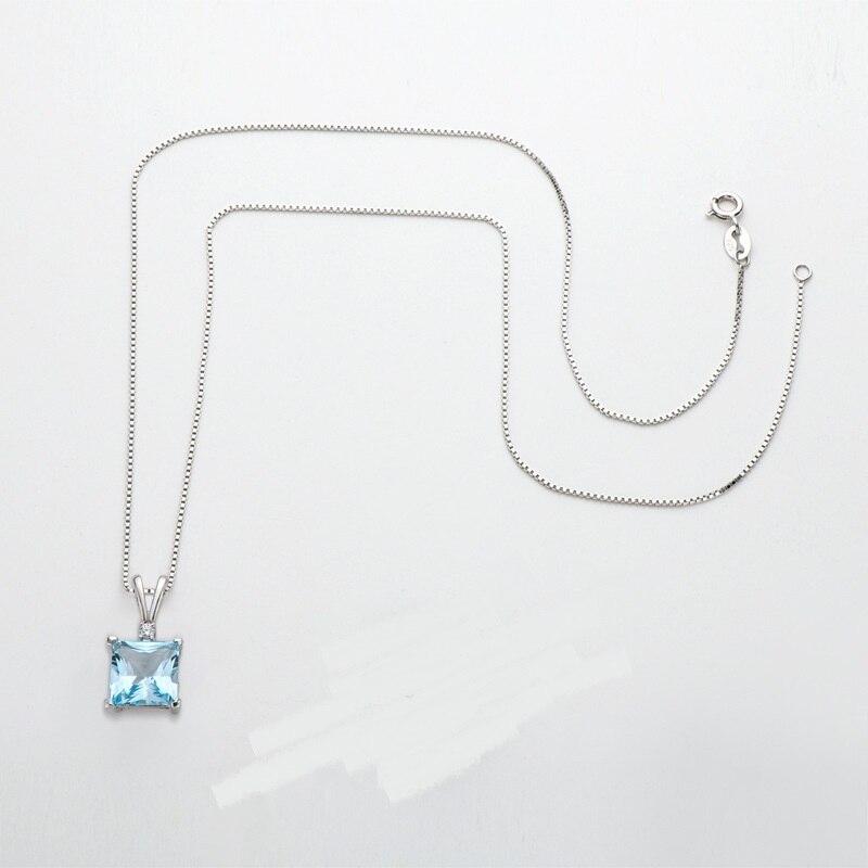 Подвеска из натурального небесно-голубого топаза, ожерелье из стерлингового серебра 925 пробы для женщин, 9*9 мм, женское ожерелье с подвеской, подарок на день рождения для девочки, оптовая продажа