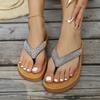 2024 Fashion New Female Outside Beach Flip-flops Flat Slippers Non-slip Female Summer Outdoor Comfort Summer Rhinestones Slipper