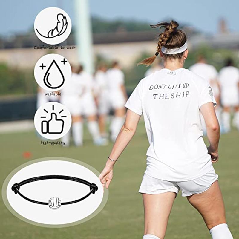 Регулируемый браслет-шарм с футбольным мотивом, плетеный веревочный браслет на шнурке с шармом для девочек, женщин, мужчин, подростков, для украшения вечеринки