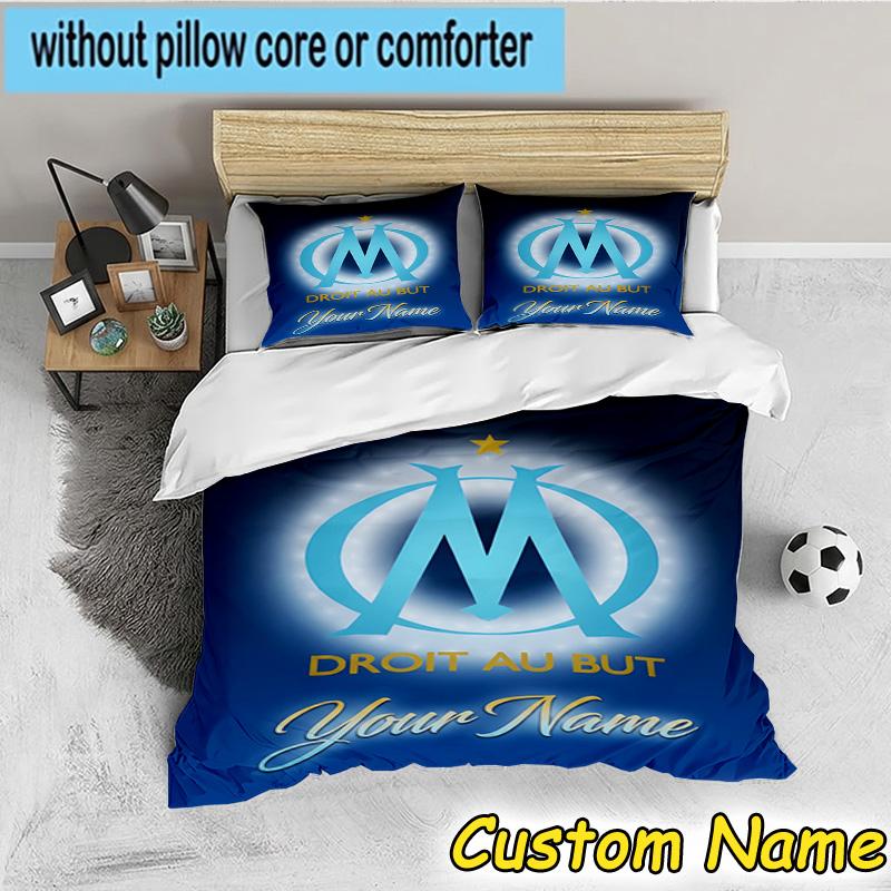 Custom Name Golden Marseille Emblem Bedding Set 3PCS Duvet Cover Closure Includes 1 Duvet Cover & 2 Pillowcases for All Seasons Bedroom Decor