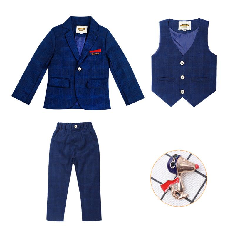 Boy Children Fashion Small Suit Three-piece Suit Including Suit Pants and Vest