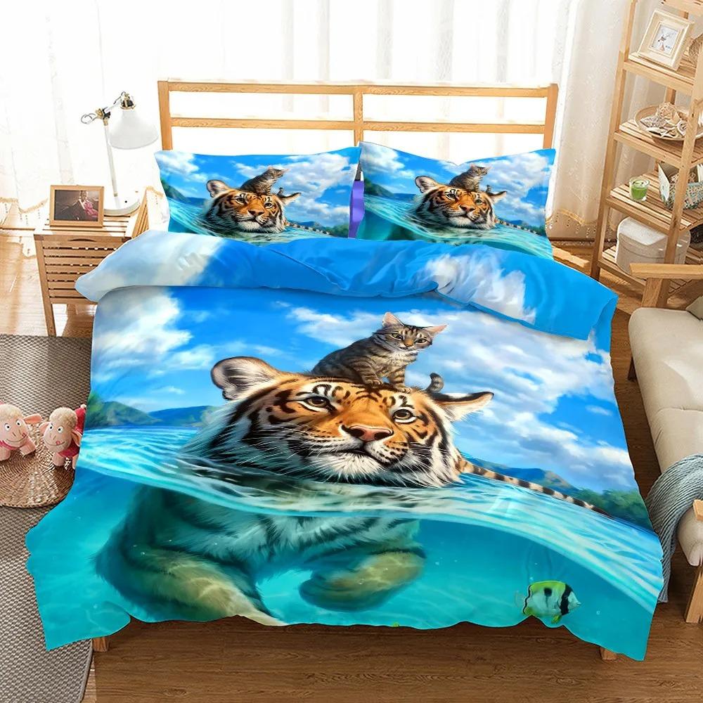 Комплект постельного белья 3D Tigers King Queen Double Full Twin Single Size Комплект постельного белья