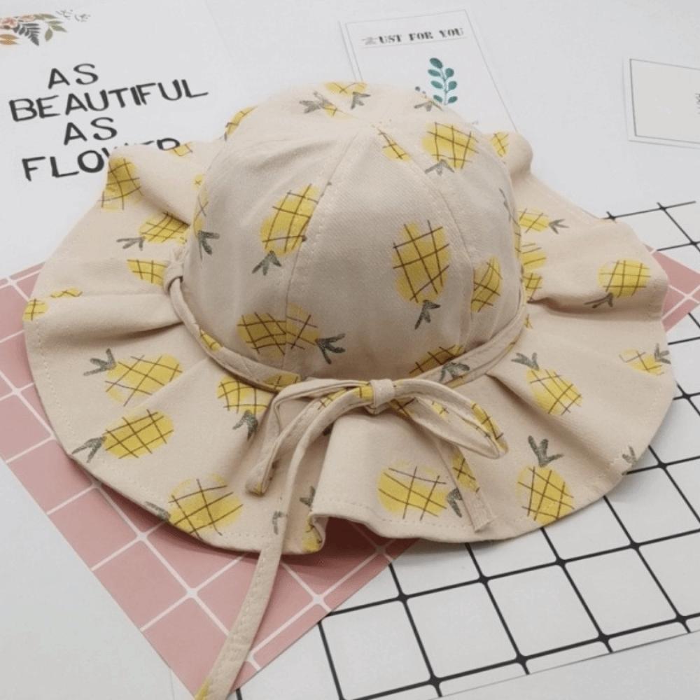Fruit Print Baby Girl Sun Hat Cotton Fabric Princess Children Cap Kids Bucket Hats Summer Season