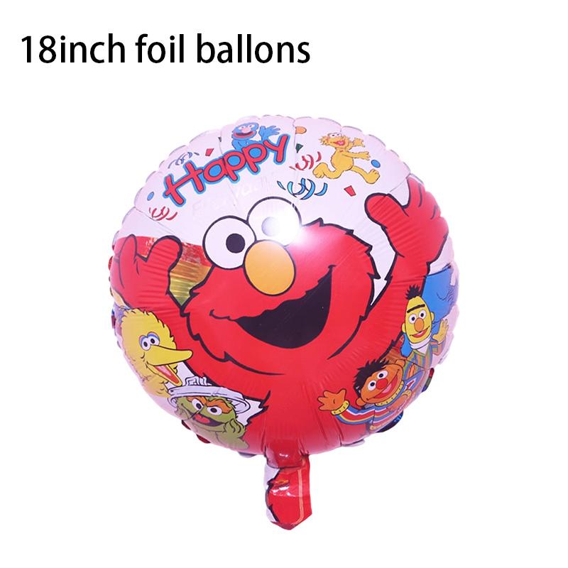 Cartoon Sesames Street Birthday Party Decors Elmo and Friends Theme Tablecloth Cup Plate Napkin Number Balloon Set Cake Topper