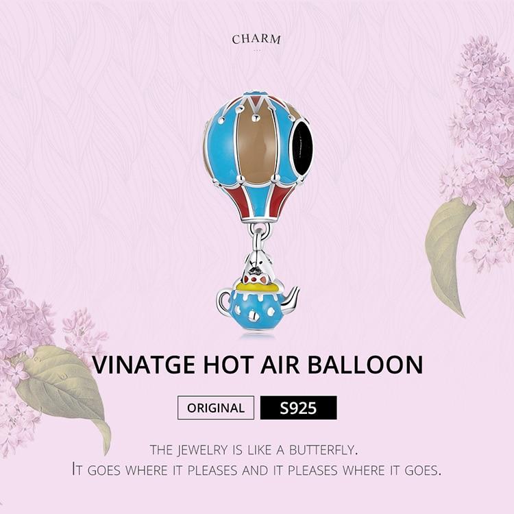 WOSTU Стерлингового Серебра 925 Vinatge Воздушный Шар Полярный Шарм Подвеска Из Бисера Подходит Оригинальный Браслет Ожерелье Для Женщин Ювелирные Изделия