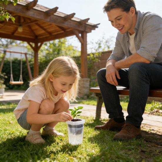 Впитывающий цветочный горшок с прозрачной двухслойной конструкцией 150 мл Глубокий резервуар для воды Регулируемое вентиляционное отверстие Купол для поддержания влажности Горшок для рассады