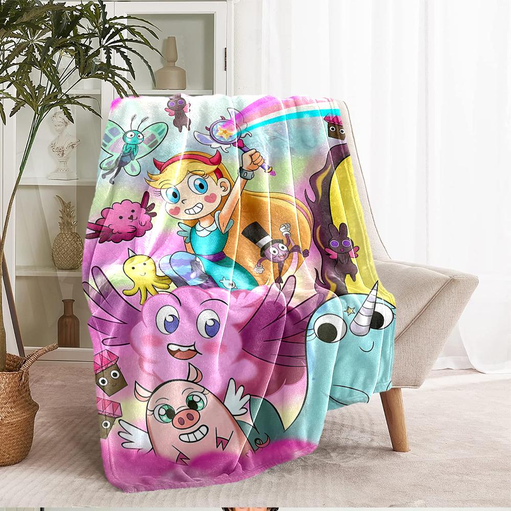 Star Butterfly Theme Printed Blanket - Perfect for Couch, Bed, Travel & Outdoor Use | Machine Washable, Cozy & Durable.
