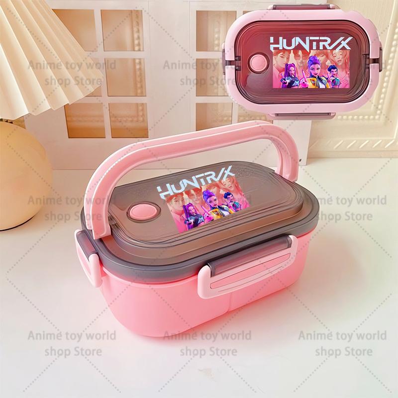 KPop Demon Hunters Portable Bento Lunch Boxs Girl Boy Compartment Fruit Food Boxs Microwave Lunch Box Picnic Fresh Box Gift