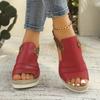 Plus Size Slope Heel Sandals Women Buckle Outer Wear Beach Sandals Slippers