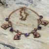 African Amethyst Rough Gemstone Necklace Electroformed Copper Adjustable Chain Necklace Rabbit Necklace Handmade Copper Jewelry Gift for Her