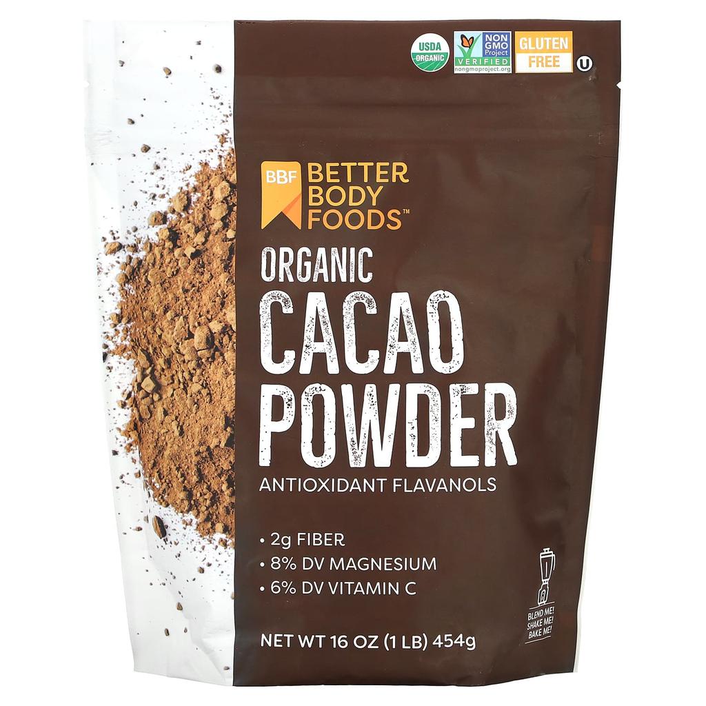 BetterBody Foods Organic Cacao Powder, 1 Lb (454 G)