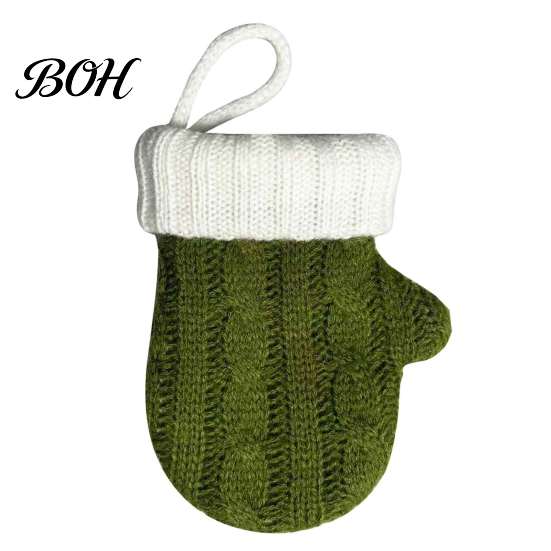 Winter Home Ornament Mini Knitted Christmas Mitten Ornaments, Xmas Glove Hanging Decor, Festive Tableware Flatware Decoration Holders, Knit