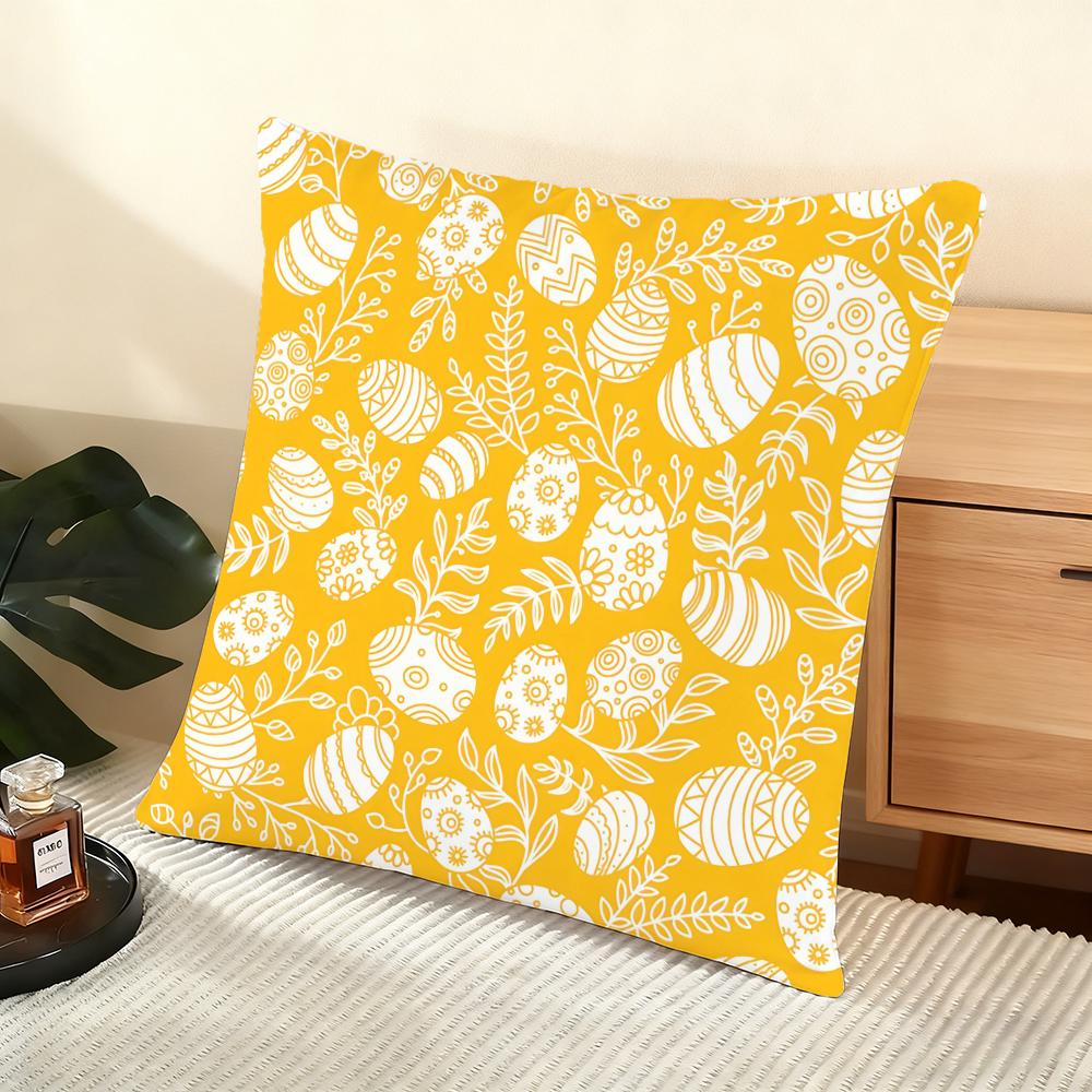 Easter Pattern Cushion Cover Soft Short Plush Pillow Cover Smooth Cozy Texture Aesthetic Cushion Case Home Decor