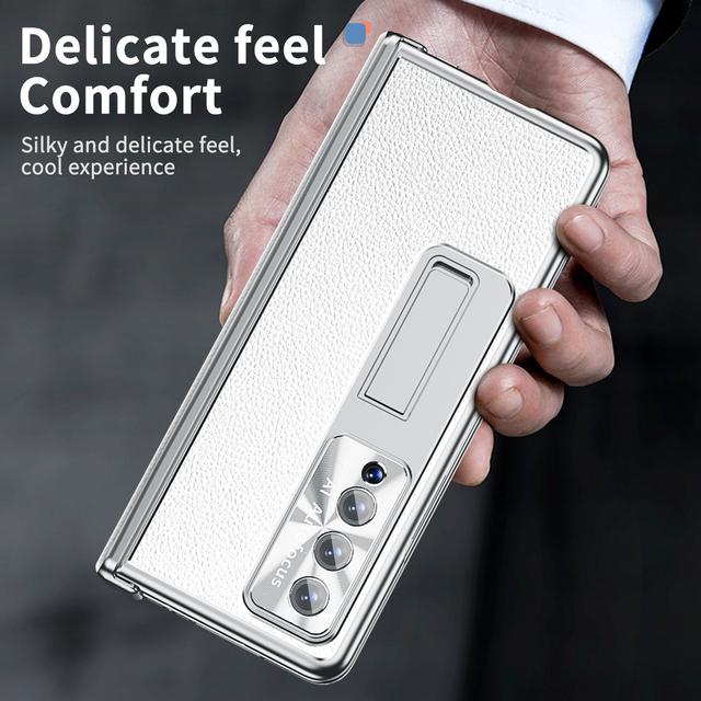 Non -Slip Full Coverage Glass Film Cover Case For Samsung Galaxy Z Fold 4 Fold4 Fold3 5g Fold 3 S Pen Holder Leather Phone Bag