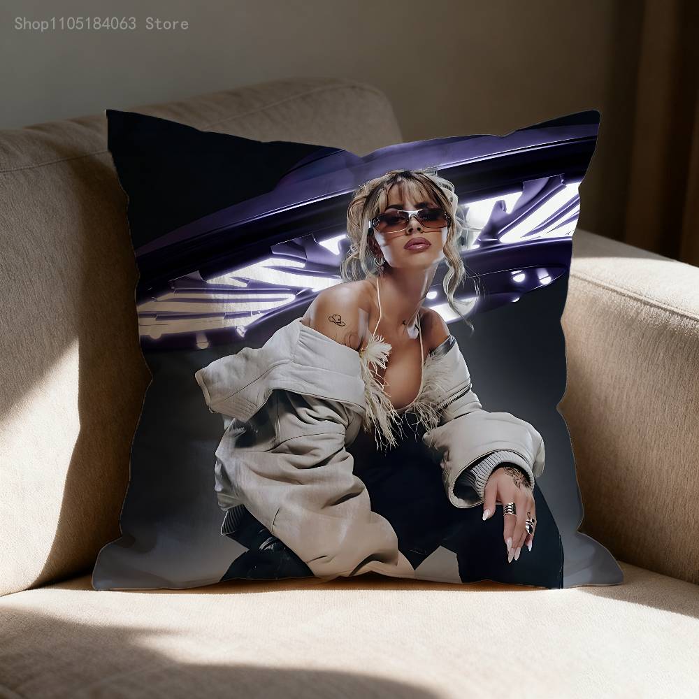 Наволочка с принтом Tini Stoessel, полиэфирное волокно 40x40 см, декоративная наволочка для дивана