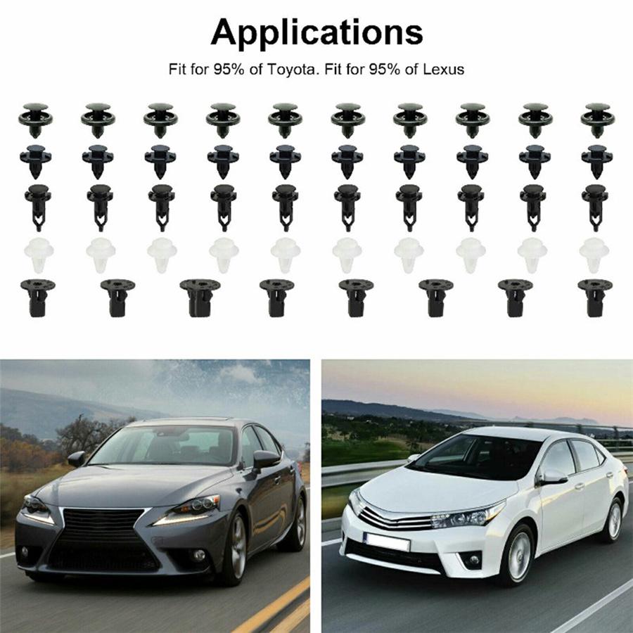 For Toyota Lexus 100 Pcs Panel Bumper Fender Push Rivets Fastener Clips Plastic