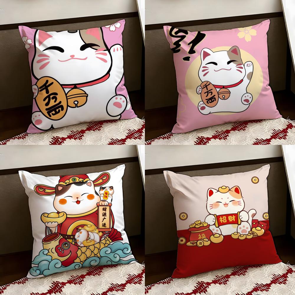 Подушка-чехол Neko Rich LLuck Money Cat, двусторонняя, мягкая, прочная, для дома, автомобиля, многоцелевая, для ежедневного комфорта