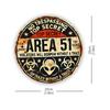 Vintage Area 51 Aliens Round Aluminum Sign