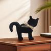 2pcs Wooden Cat Figurine Mini Animal Statue Atmosphere Decoration Cat Sculpture Home