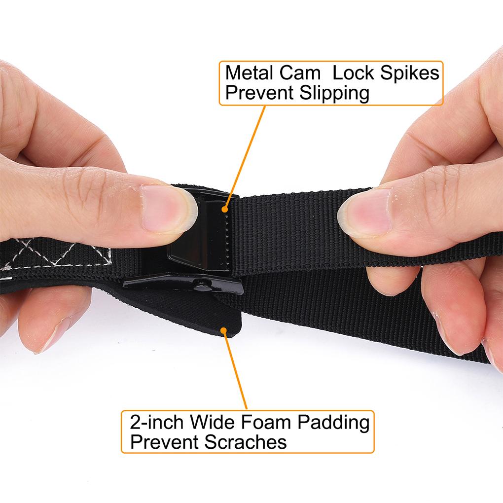 2 Pieces Lashing Strap Adjustable Tie Down Nylon Ratchet Tension Belt with Buckle Motorcycle Bicycle Lash Straps