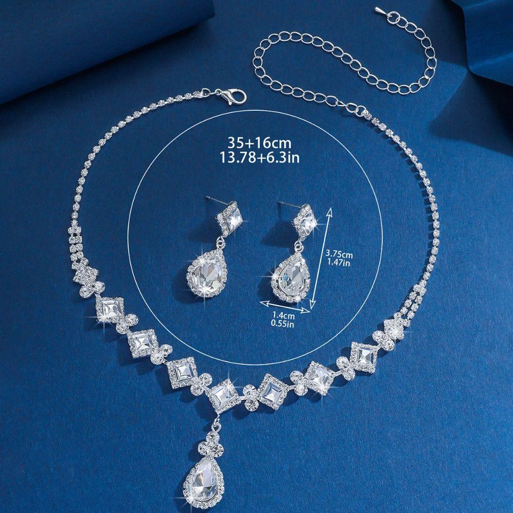 Комплект ювелирных изделий из сияющего кристалла, изысканное ожерелье, свадебные серьги для женщин