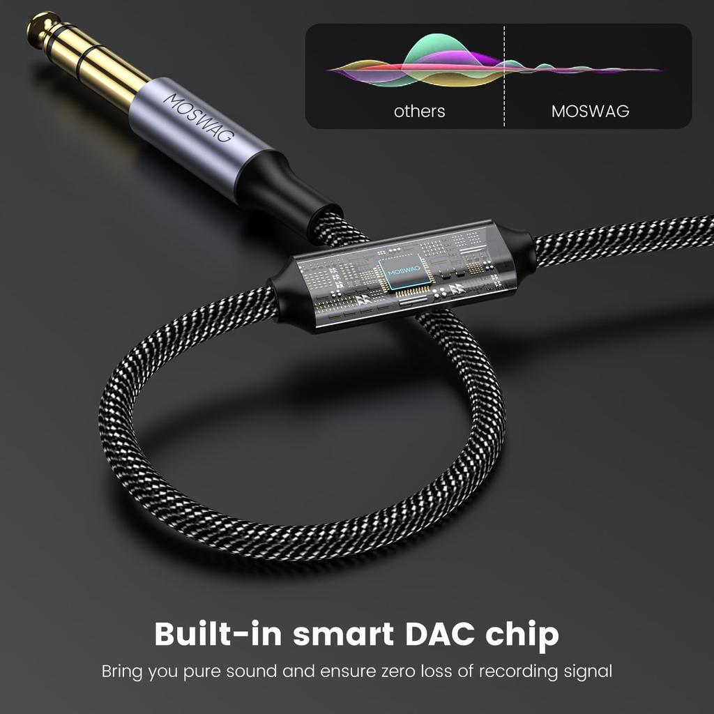 Кабель USB - Аудио MOSWAG с функцией записи 2 м USB - Штекер TRS Стерео Совместим с VD Другой 6,35 мм (2 метра), Кабель 6,35 мм, Микрофон,