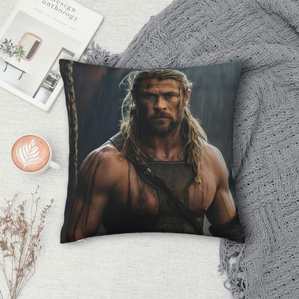 Viking Thor Nordic Chris Hemsworth Square Pillowcase Polyester Linen Velvet Pattern Zip Decor Throw Pillow Case Home Cover 45X45