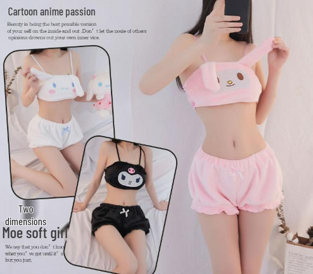 Аниме Cinnamoroll My Melody Kuromi Фланелевый Набор Шорт - Сексуальный из Трех Предметов