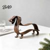 Wrought Iron Animal Decor Rustic Dachshund Metal Sculpture, Minimalist Line Art Dog Statue, Vintage Decorative Statues for Patio Wiener Tabletop