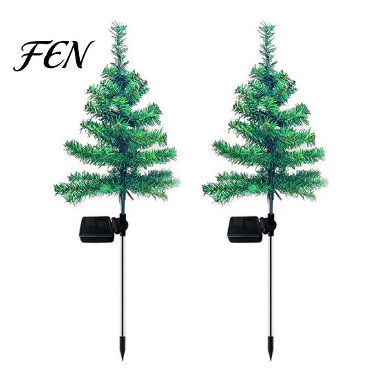 Outdoor Christmas Scene Decor Solar Tree Garden Stake Lights, IP65 Waterproof Crooked Lamp with Colorful Light for Yard Landscape Lighting Pathway