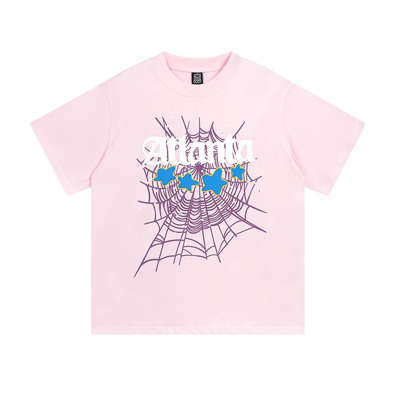 Sp5der hip hop singer Young Thug same foam letter 555555 couple T-shirt Pink short sleeve tee