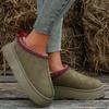 2023 Women's Fur-Trimmed Snow Boots: Outdoor Thick-Soled, Autumn/Winter Half-Capped Slippers with Velvet Lining