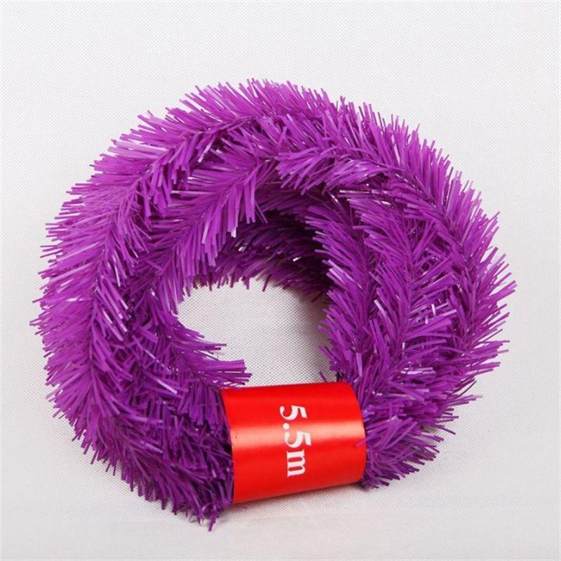 Purple Christmas Ribbon Garland 5.5 Meters Grass Strip for Holiday Party Decorations and Wreath Making