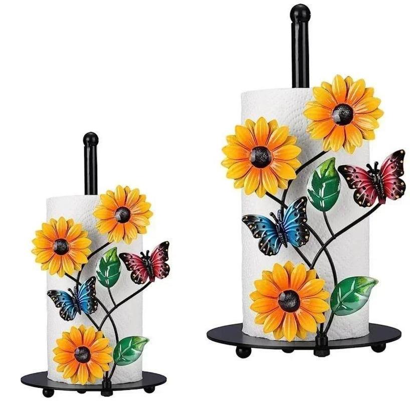 1 Pcs Metal Art Sunflower Paper Towel Holder Kitchen Decorative Accessories Room Living Room Butterfly 3D Paper Towel Holder