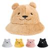 Winter Cartoon Bear Bucket Hat Female Smiley Face Bear Show Washbasin Hat Cute Versatile Warm Hat