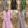 Women's Solid Boho Turn-down Collar Dress Sleeve Casual Pocket Shirt Dresses