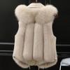 Женский шерстяной жилет, зимний теплый жилет из искусственного меха, воротник-стойка, синтетическое пальто из искусственного меха, зимняя куртка