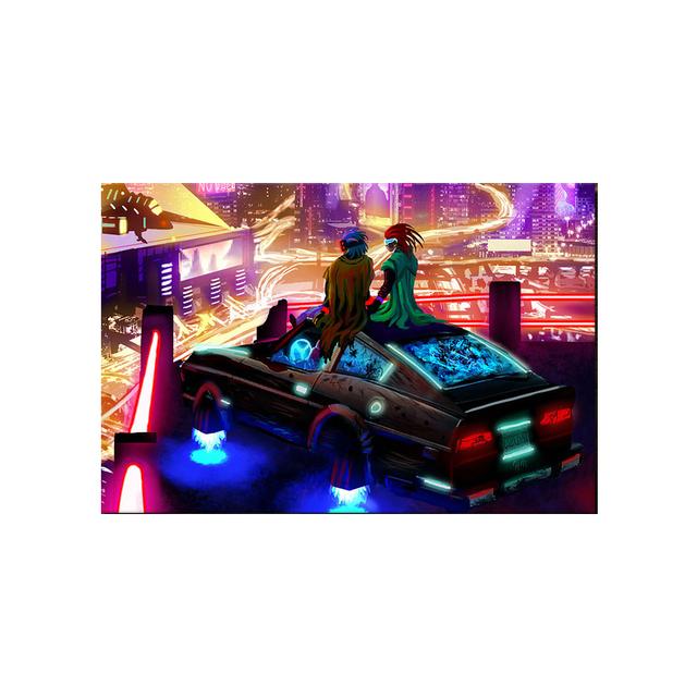 Будущее научно-фантастическое искусство киберпанк постер ночной городской уличный пейзаж холст картина спортивная машина настенная живопись для домашнего декора комнаты