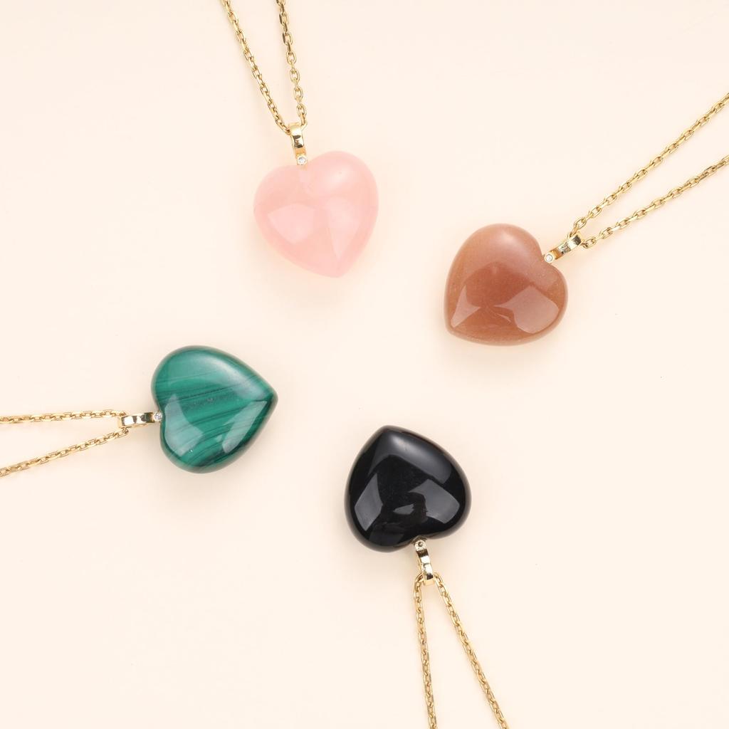 Ожерелье из розового кварца Love Heart с камнем силы исполнения любви для женщин [Coai]