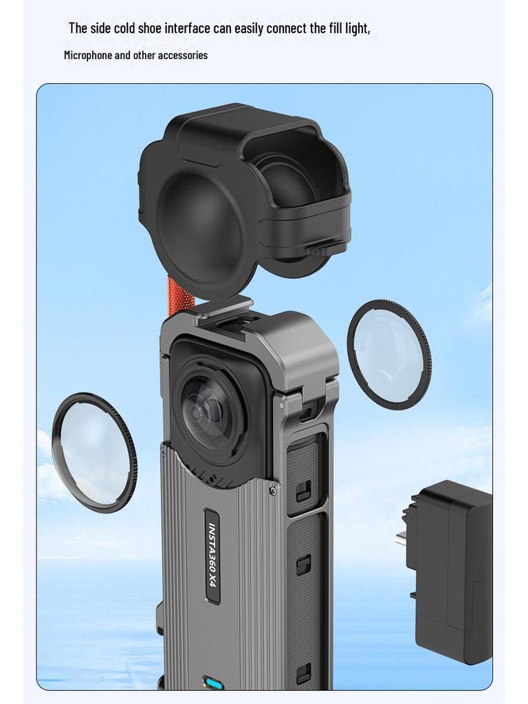 Магнитный теплоотводящий кожух из алюминиевого сплава для спортивной камеры Insta360 X4