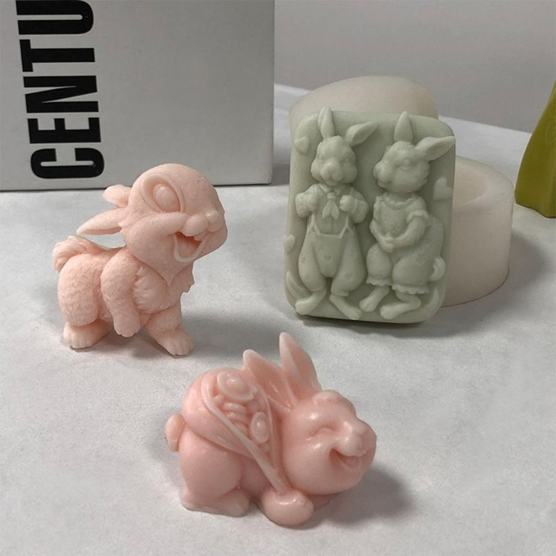 3D Пасхальный Кролик Формы для Свечей Силиконовая Форма для Изготовления Свечей Многоразовая Форма для Эпоксидной Смолы Инструмент для Украшения Тортов DIY Ремесло