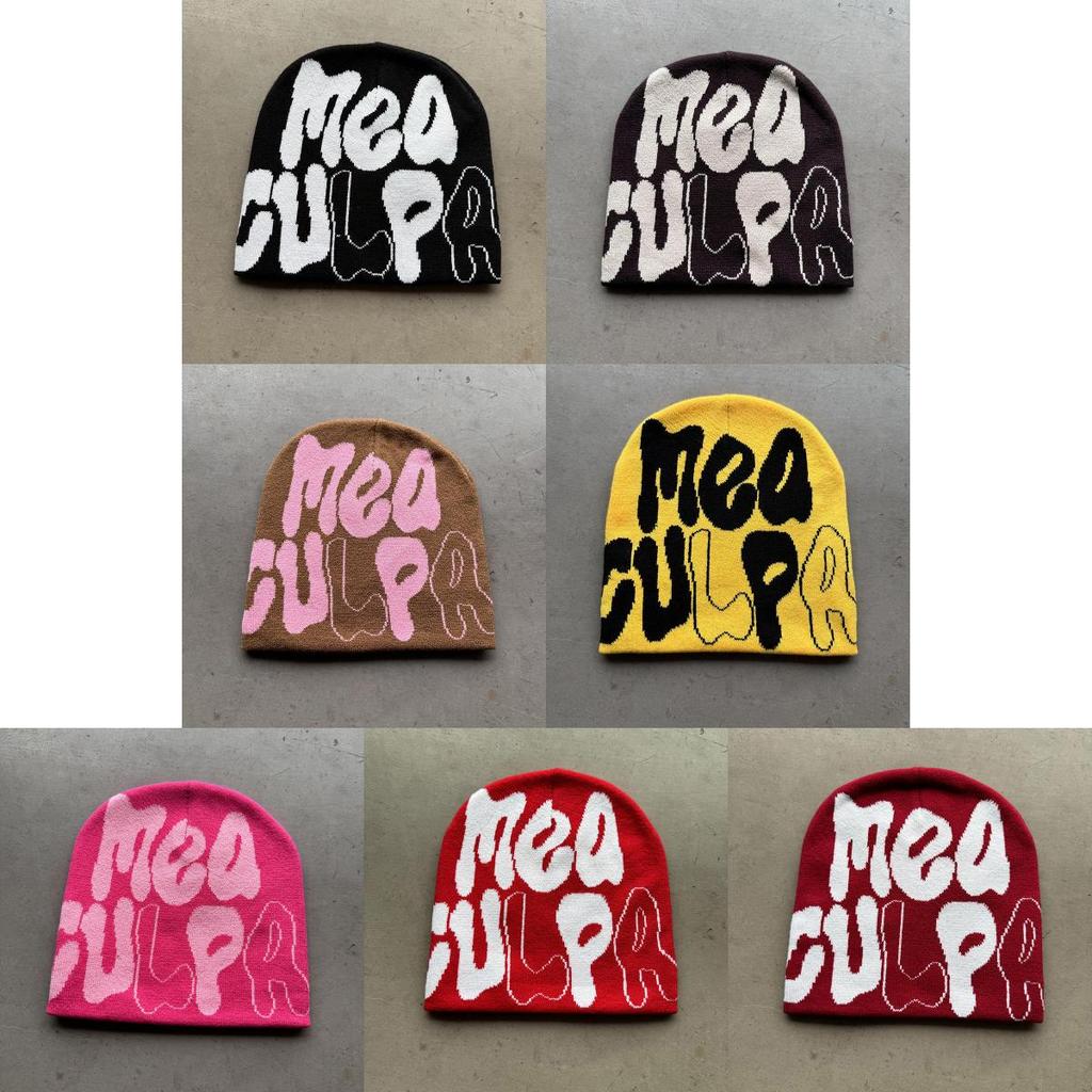 Knit Hat For Men And Women With Letter Pattern Warm Acrylic Winter Accessory