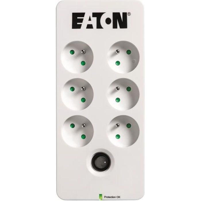 Multiprise/Parafoudre - EATON Protection Box 6 FR - PB6F - 6 prises françaises - Blanc &amp; Noir