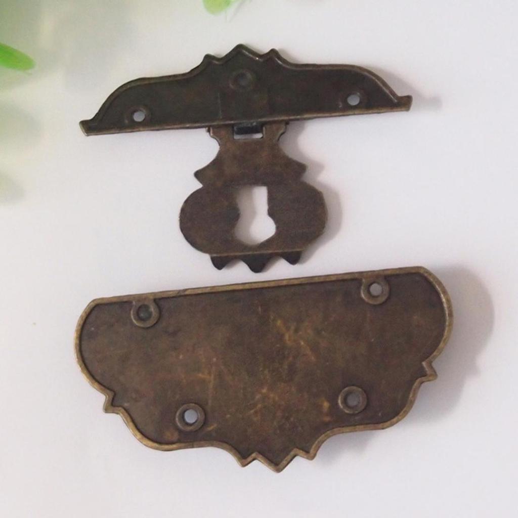 1Pc Vintage Antique Wooden Case Jewelry Gift Box Decor Hasp Latch Hook Hardware
