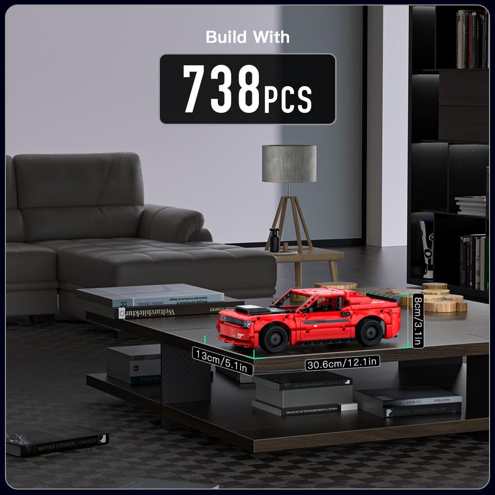 MOULD KING Challenger SRT Hellcat Super Car Block Set Pullable Car Block Set Adult and Children's Building Toys 8+