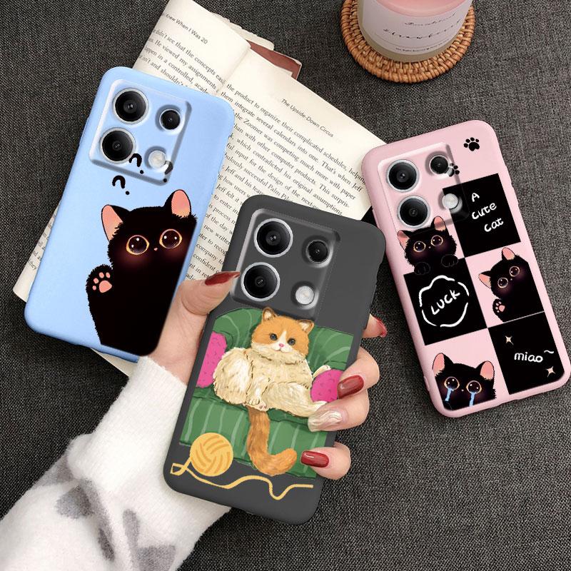 Cartoon Case For Redmi 13C 4G 5G 13R Note 13 Pro Redmi13 Note13R Poco C65 M6 Pro X6 PocoM6 Cute Cat Cover Soft Bumper Couple