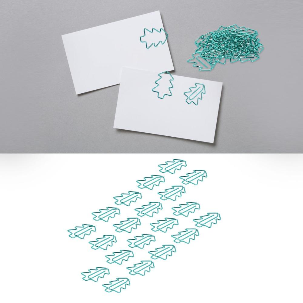 20PCS Tree Shape Mini Paperclip Dark Green Electroplating Metal Tree Shape Paperclip Fancy Style with Storage Box File Paperclip