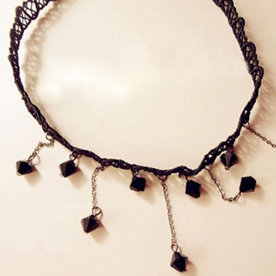 Женское готическое ожерелье-чокер с кисточками из сплава и акриловыми камнями ARI